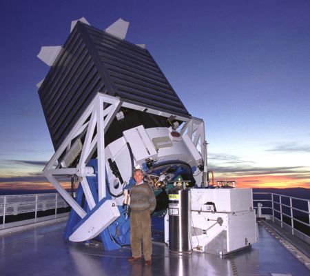 John Peoples, then SDSS Director, and the Sloan Digital Sky Survey Telescope